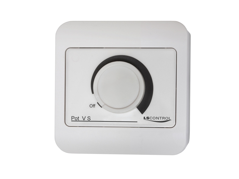 LS CONTROL Potmeter POT V S 24V til 0-10V i LSBOX85 med 1-polet afbryder. Min. udgangsspænding 0-4,5V, 15-30VDC/24VAC, 0-10V udgang 10mA.