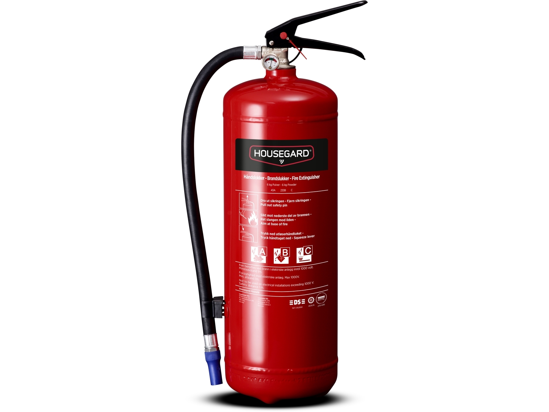 Housegard Pulver Brandslukker 6 kg - 43A 233B C - PE6GE