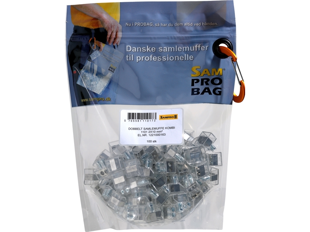 Samlemuffe 10 mm² dobbelt Klar med krydskærv (100) Probag