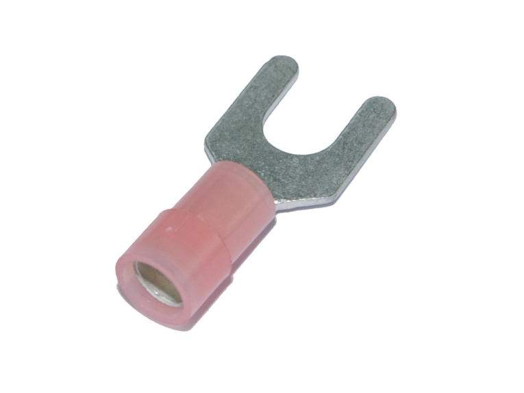 Gaffelkabelsko rød 0,5-1,5mm² bolthul Ø6,4mm, længde 25,5mm indv. diameter Ø4,1mm - (100 stk.)