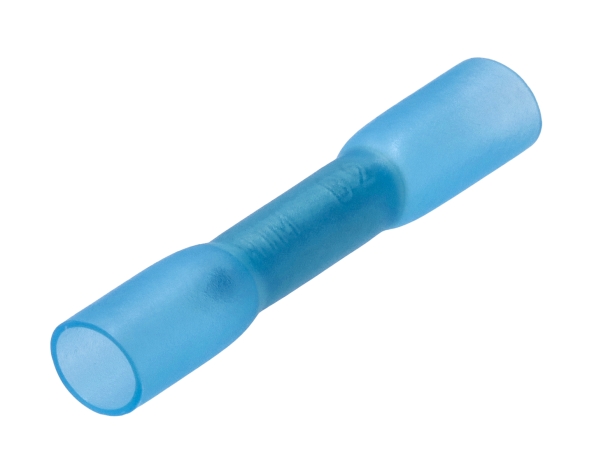 Samlemuffe krympbar blå fra 1,04mm² til 2,63mm², Kan anvendes til klasse 5 kabel. - (100 stk.)