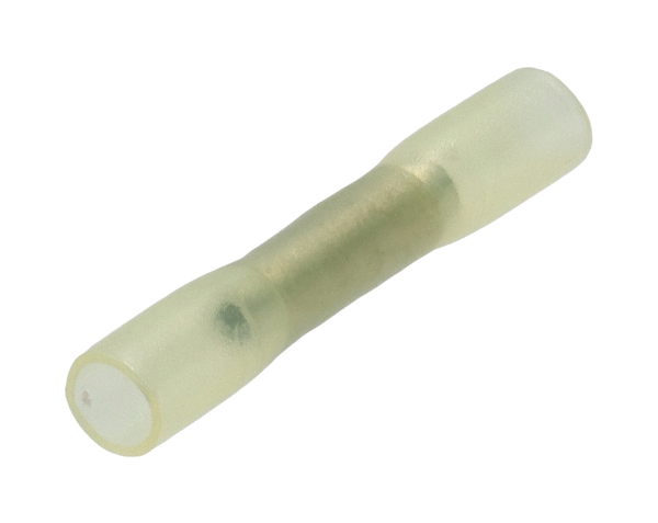 Samlemuffe krympbar lysgul fra 0,3mm² til 0,75mm², Kan anvendes til klasse 5 kabel. - (100 stk.)