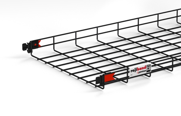 Csslr Plus Gitterbakke, højde 60 mm, bredde 450 mm, længde 3000 mm tråd Ø4,5 mm Sort BK8 Zink, Samles uden brug af beslag - (3 meter)