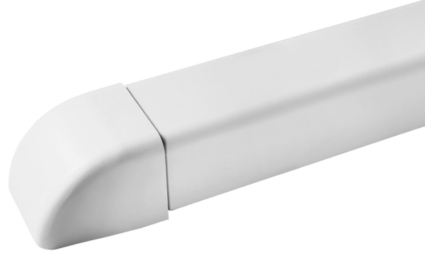 Kanal vægtilslutning model no.2 90 grader uden flange. Farve i hvid. For udendørs brug, UV-modstandsdygtig plast.