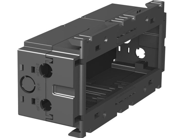 OBO Montagedåse 3 modul For 45X45 materiel til Rapid 80 Grå plast RAL 7011, Halogenfri.