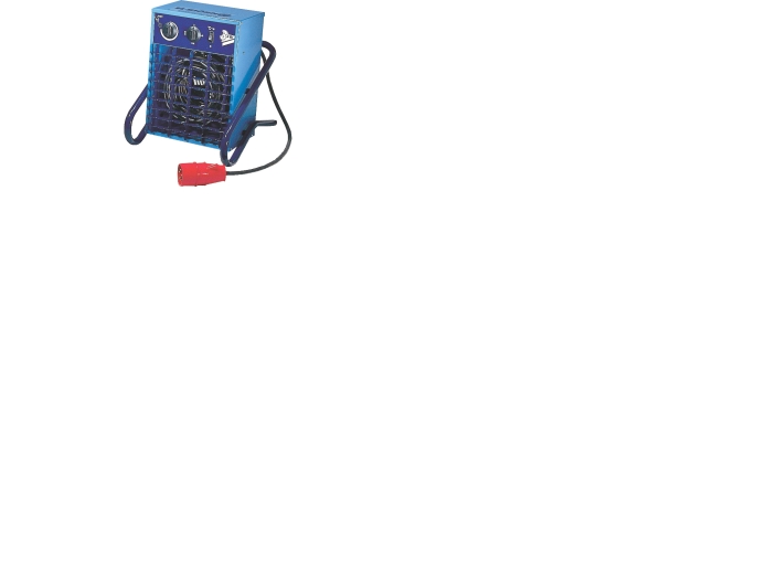 EL-BJØRN Varmeblæser VF3, 3 kW, 3x400 V, IP44 med 2 m kabel og CEE stik. Mål HxBxD 370x310x360 mm.