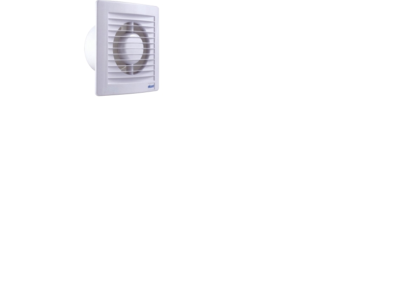 MAICO Ventilator E-Style 100 T Trend med timer (efterløb 3-25 min.). Luftmængde 85 m³/h. Mål 160x160/ø98 mm.