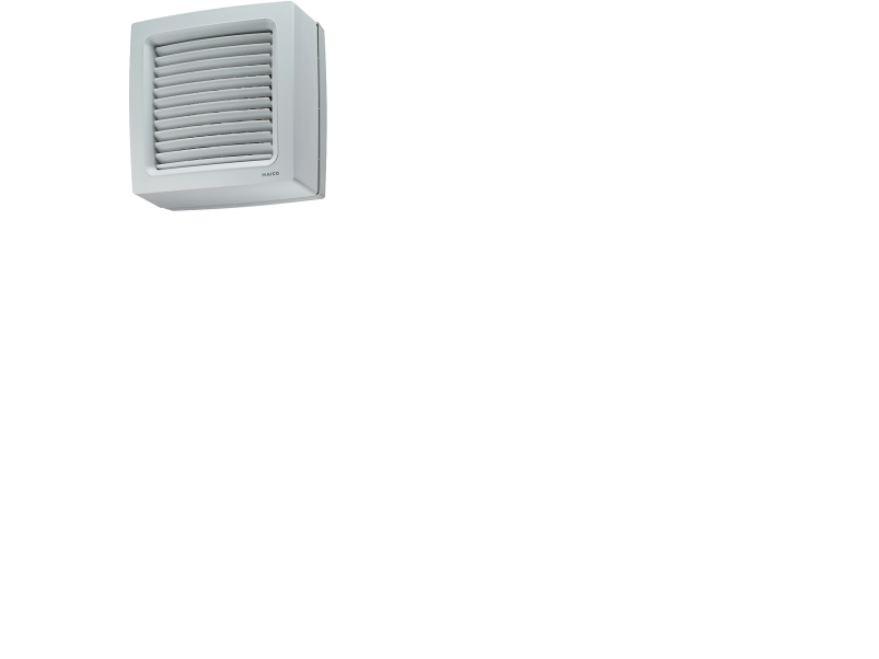 MAICO Ventilator EVN 15 til montering i vindue el. tynd plade 3-30 mm (hulmål 184-195 mm). Luftmængde 240 m³/h. Mål 226x226 mm.