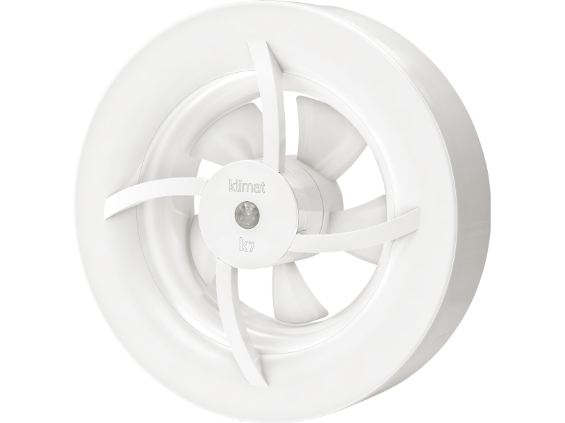 FRESH Ventilator Klimat K7, 7 funktionsvalg for kontinuerlig/manuel drift, selvjusterede fugtsensor el. PIR-sensor. Luftmgd. 40-110 m³/h.