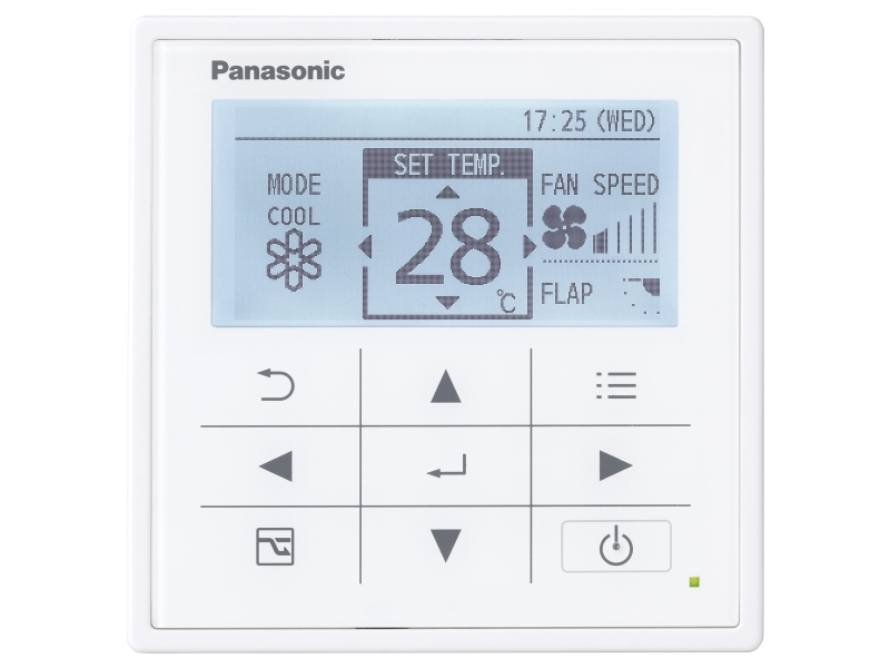 Panasonic fortrådet kontrolpanel CZ-RTC5B for styring til PACi og VRF med energi forbrug display og med Data Navi funktion.