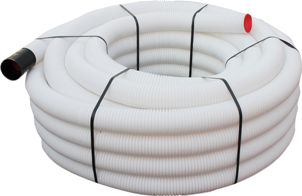 LINDAB InDomo flexslange LFPE 76, hvid, antistatisk, kan bøjes 90° ved bøjningsradius 150 mm. Passer udv. på Safe tilslutning, 1 rl.=50 m.