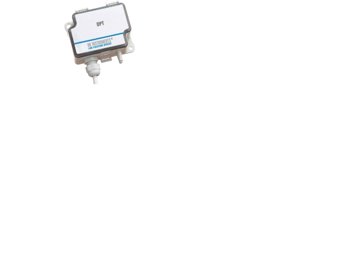 SYSTEMAIR Tryktransmitter DPT inkl. studs og måleslange. For overvågning af udsugningsventilator + kontrol og trykregulering af røgventilator.