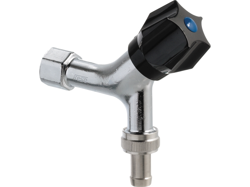 Frese 1/2" aftapventil med muffe, kontra og slangeforskruning, forkromet