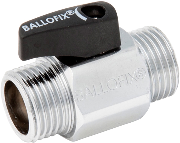 Broen Ballofix Kuglehane 1/2''. Nippel-nippel. Med håndtag. Krom