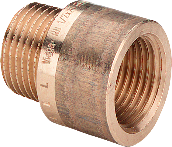 haneforlænger 1/2'' x 30 mm, muffe/nippel, rå messing