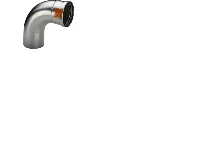 VIEGA Inox bøjning 90 grader 76,1mm INOX, rustfri stål muffe / nippel, SC-Contur