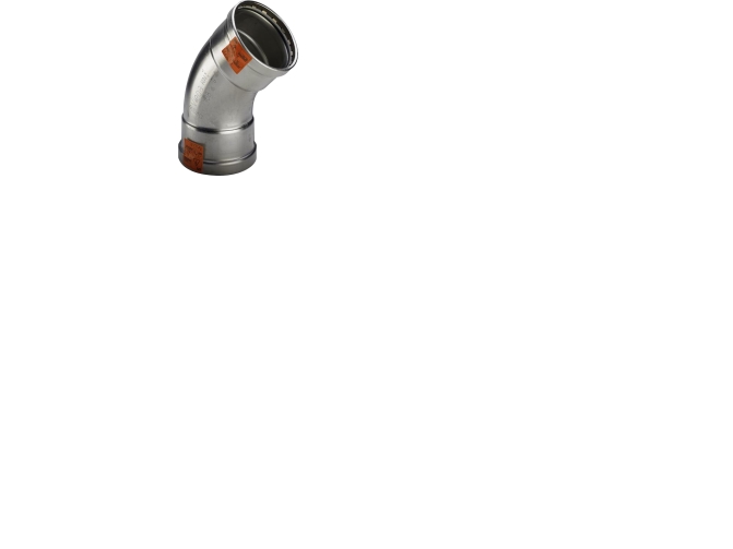 VIEGA Inox bøjning 45 grader 76,1mm INOX, rustfri stål muffe / muffel, SC-Contur