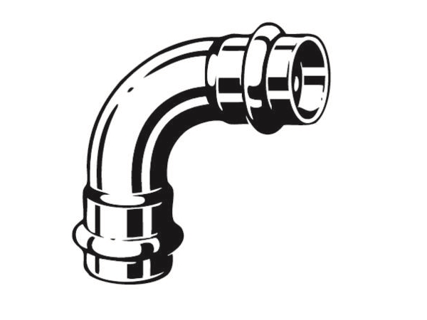 VIEGA Inox bøjning 90 grader 54 mm Inox, rustfri stål muffe/muffe, SC-Contur