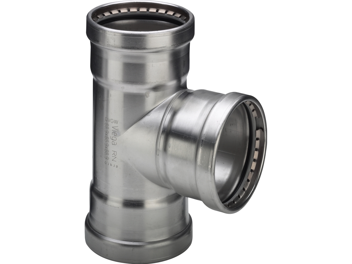 VIEGA Inox tee 76,1 mm INOX, rustfri stål, SC-Contur