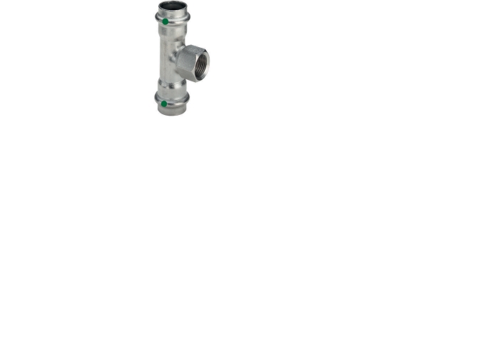 VIEGA Inox tee 42mmx½ INOX, rustfrit stål, med SC-Contur med muffe på afgreningen