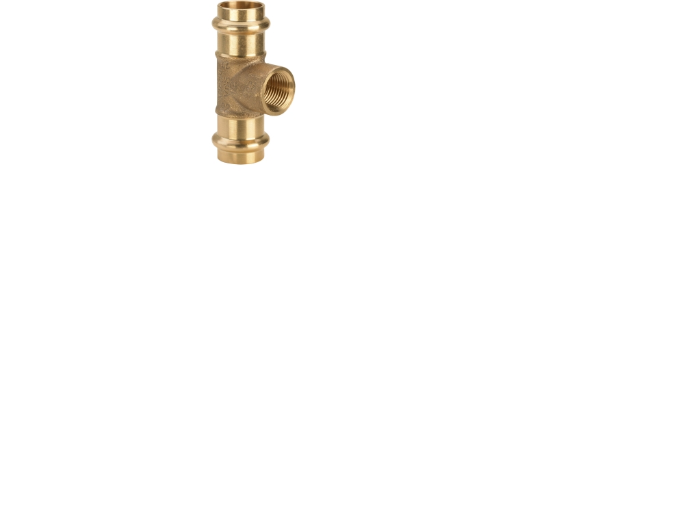 VIEGA SANPRESS tee 54mm x1 af rødgods, med SC-Contur med indvendig gevind