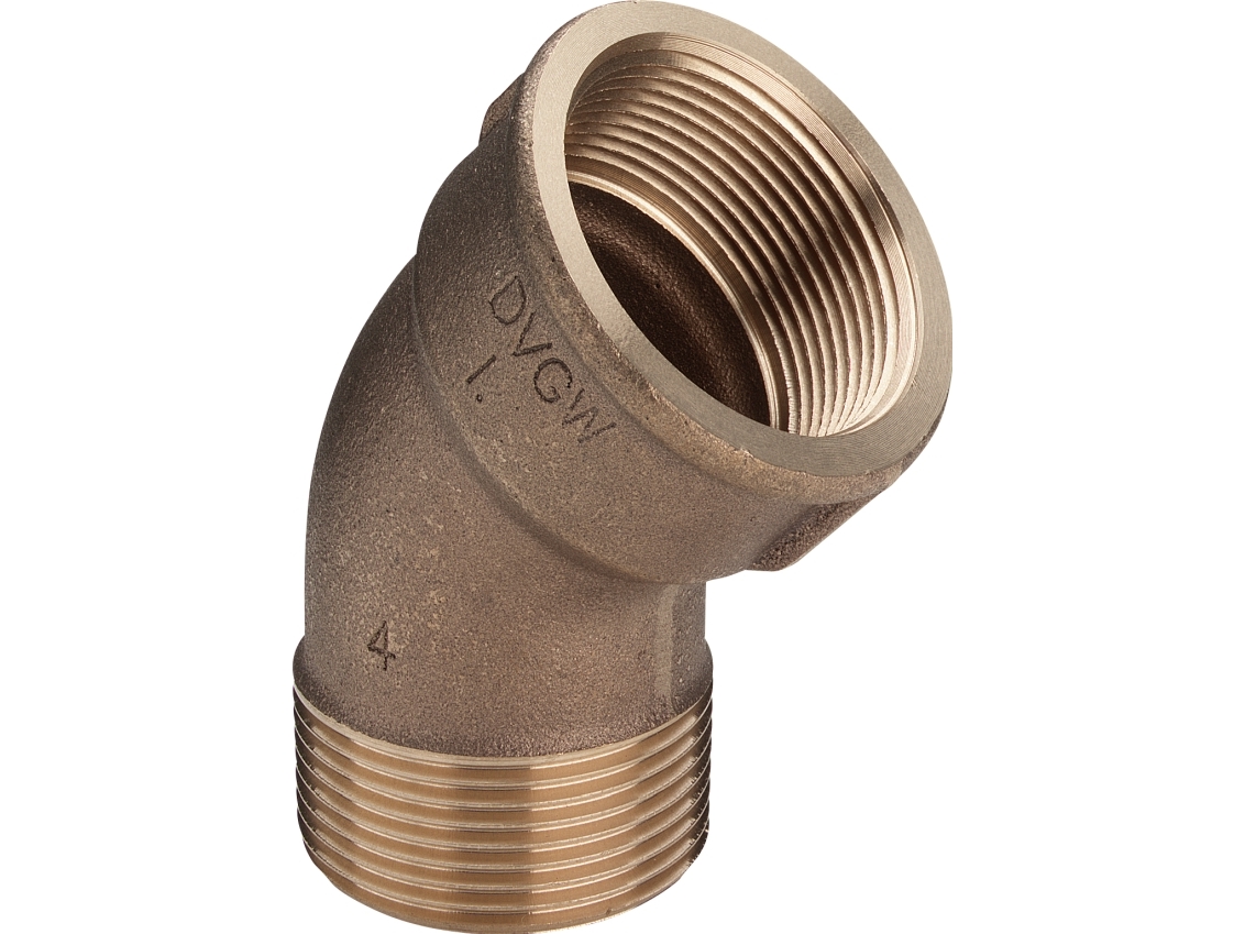 1.1/4" Vinkel 45° muffe/nippel Rødgods Silicium Bronze