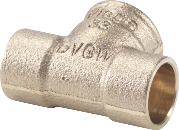 VIEGA Tee 22x1/2x22 mm med loddemuffe og rørgevind