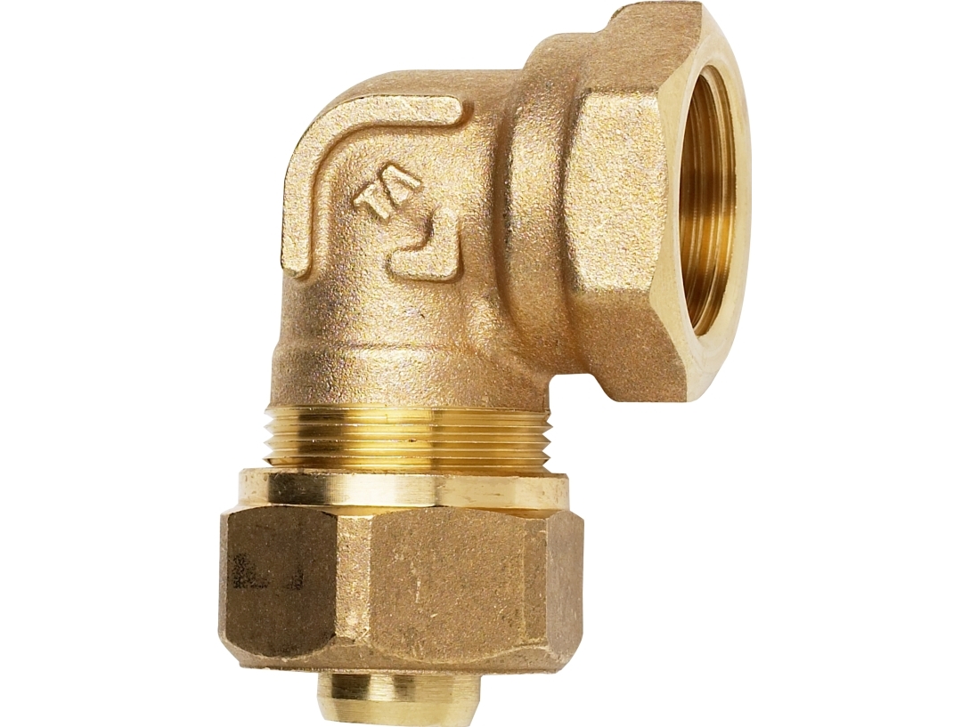 TA Komp. Vinkel med muffe 3/4'' x 22x3,0 mm. Med støttebøsning til Pex. Type TA 605