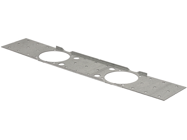 Ekstra bredt metal monteringsbeslag til Uponor koblingsdåser med skruehuller (D4 mm), c/c 150 m, højde 70 mm, bredde 360 mm,