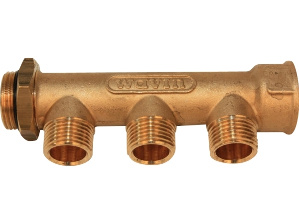 Wavin Fordelerrr, 3/4", Med Kontramtrik, 3 Afgange, 1/2"