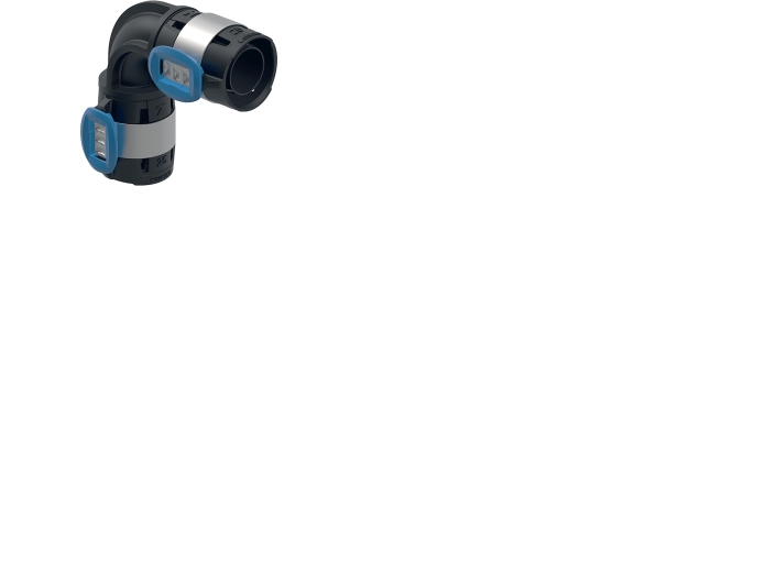 Geberit FlowFit bøjning 90°, 20 mm, sort PPSU
