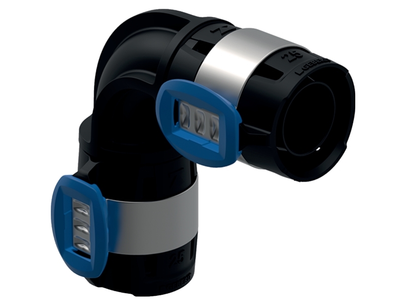 Geberit FlowFit bøjning 90°, 40 mm, sort PPSU