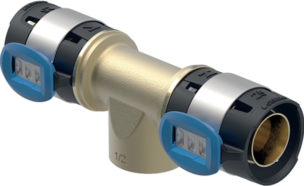 Geberit FlowFit T-stykke med indvendigt gevind: CuSn4Zn2PS, d=40mm, Rp=1, d1=40mm