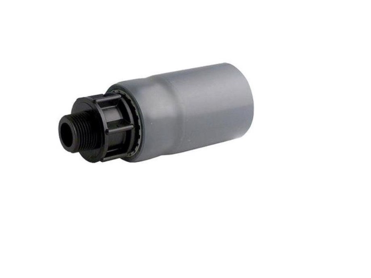Plast murgennemfring - Overgang m. kompressionskobling/nippel, 40 mm x 1" (63 mm bsningsrr)