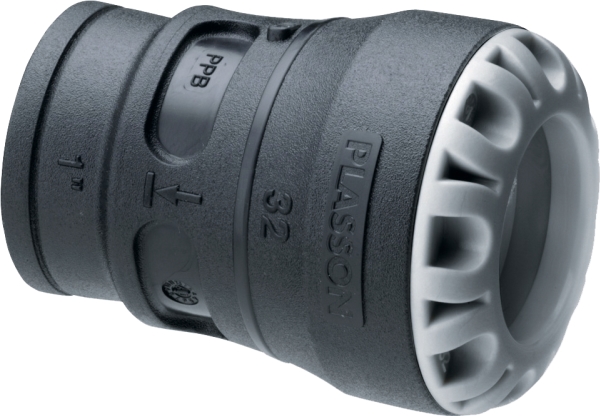 PLASTLINE Push-In lige overgang 25 mm x 3/4 muffe til trækfast samling af PE rør