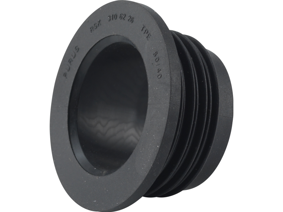 PURUS Gumminippel Ø50/40 mm sort EPDM gummi type-godkendt