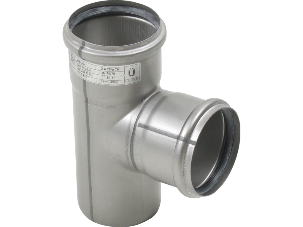 Ø 75 x 75 mm x 87,5° Grenrør rustfri AISI304/EN1.4301 Blücher