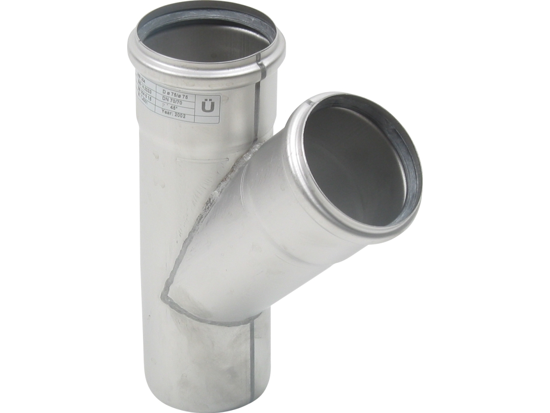 Blücher EuroPipe afløbsgrenrør 45 grader - 75/75 mm