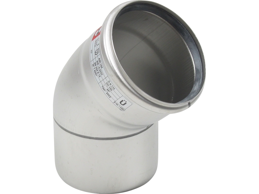 Blücher Ø 110 mm x 45 ° Bøjning rustfri AISI304/EN1.4301 Blücher
