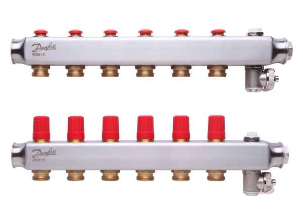 Danfoss SSM 1" gulvvarme fordelerrør, 6 kredse