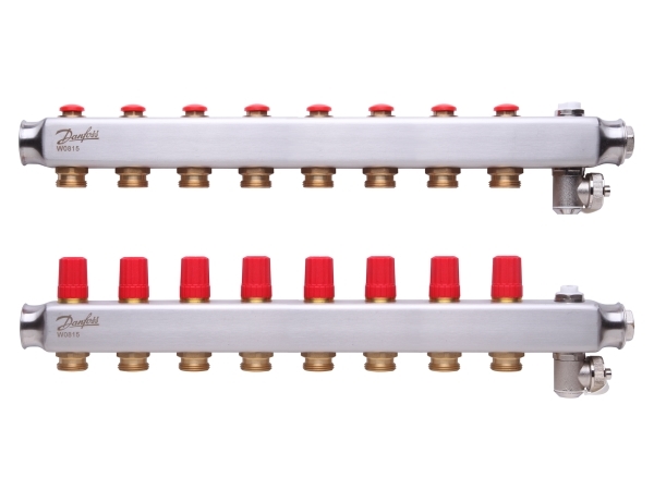 Danfoss SSM 1" gulvvarme fordelerrør, 8 kredse