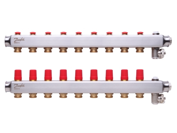 Danfoss SSM 1" gulvvarme fordelerrør, 9 kredse