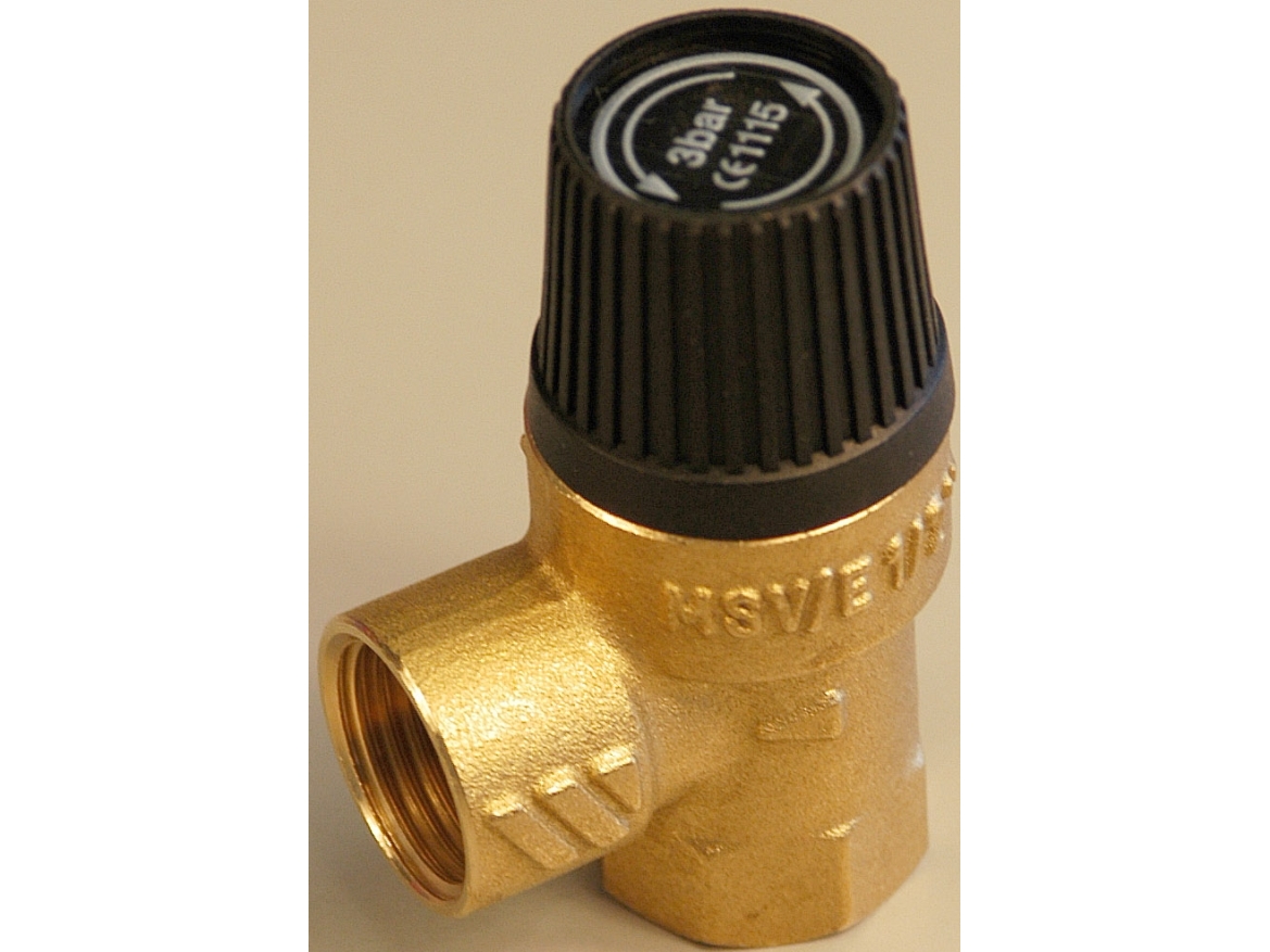 Csslr Plus sikkerhedsventil ½ x ½ 3,0B Type MSV- Tåler Glycol blanding op til 50%.