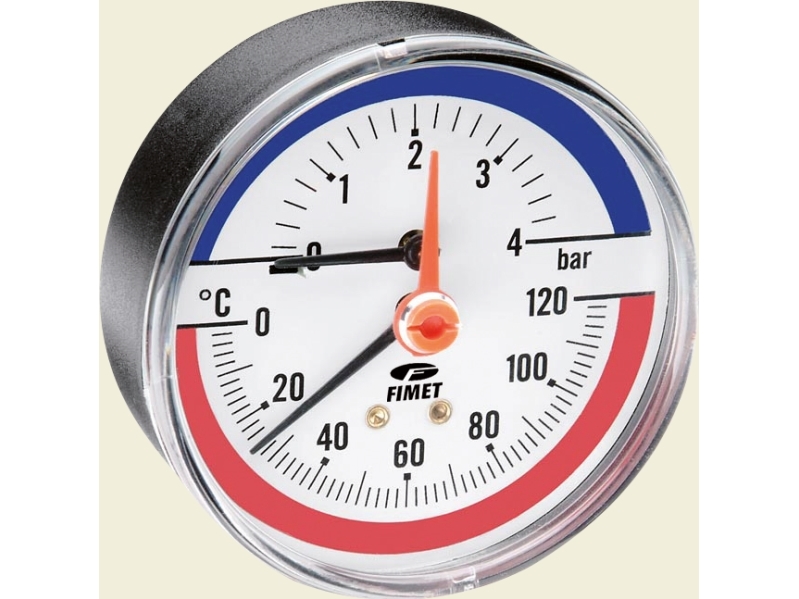 HYDROTERMOMETER TIM-ABS 80. Ø80MM X ½ 0 - 6 BAR 20-120G