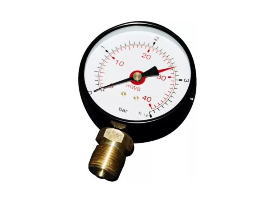 MANOMETER Ø80 X 1/2 0-4 BAR NEDADVENDT TILSLUTNING TIL VARMEANLÆG
