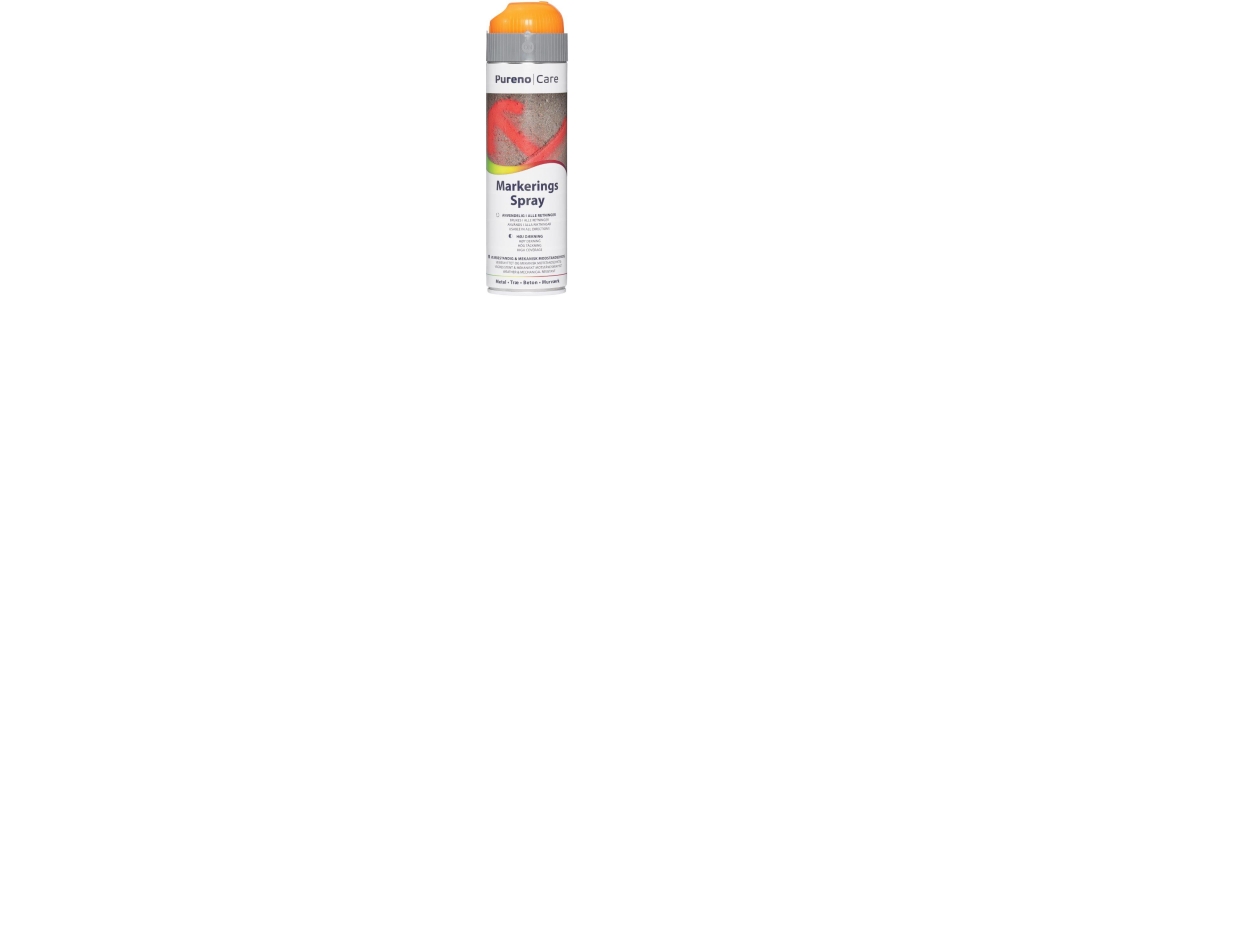 Pureno Markeringsspray Orange 500ml 360grader Metal Træ Beton Murværk