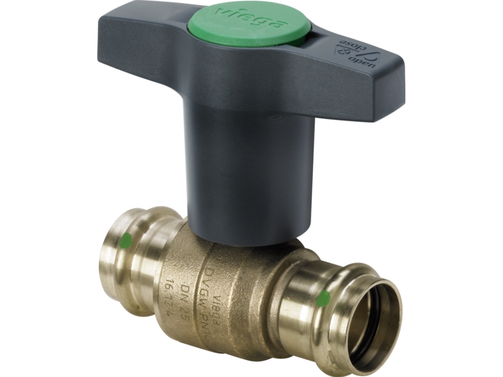 Viega Easytop kuglehane 28 mm. Muffe-muffe. Siliciumbronze