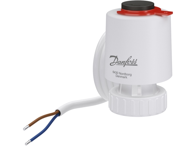 Danfoss TWA-Q termoaktuator , 230V. 5mm, Normalt lukket NC. 1.2mtr. kabel