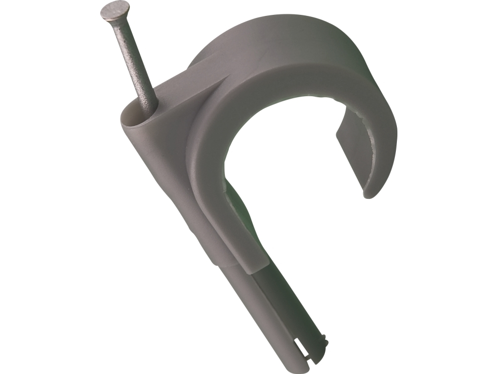 Mepac plugclip med søm for kabel 19-22 mm. Grå. Bor Ø 5,5 mm - (100 stk.)