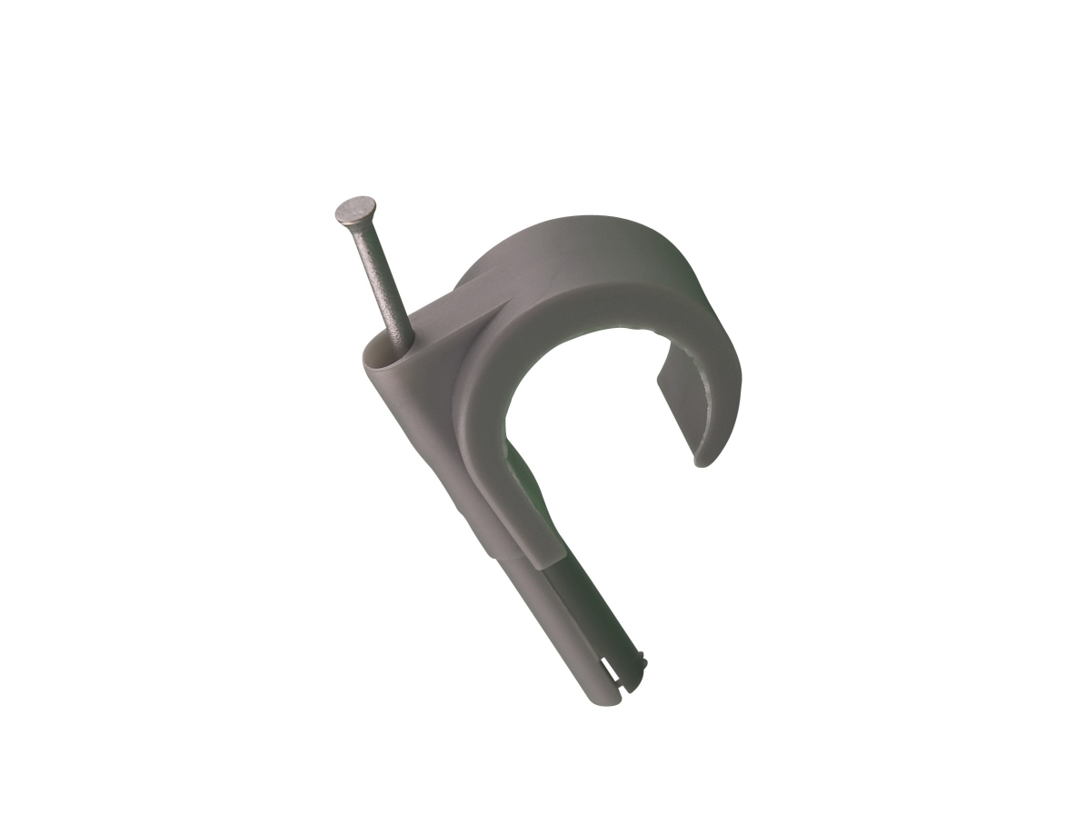 Mepac plugclip med søm for kabel 11-15 mm. Grå. Bor Ø 5,5 mm - (100 stk.)